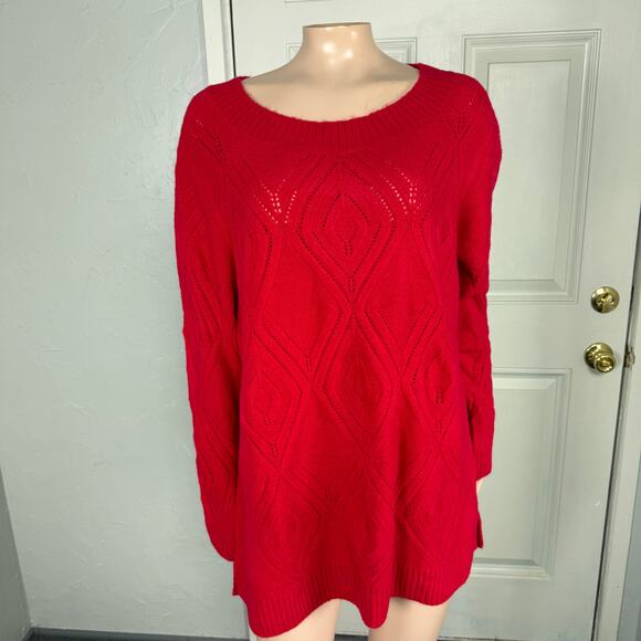 NEW Talbots Women's Sweater 2X Plus Size Open Knit Christmas Acrylic Comfy FF24 - Picture 1 of 7